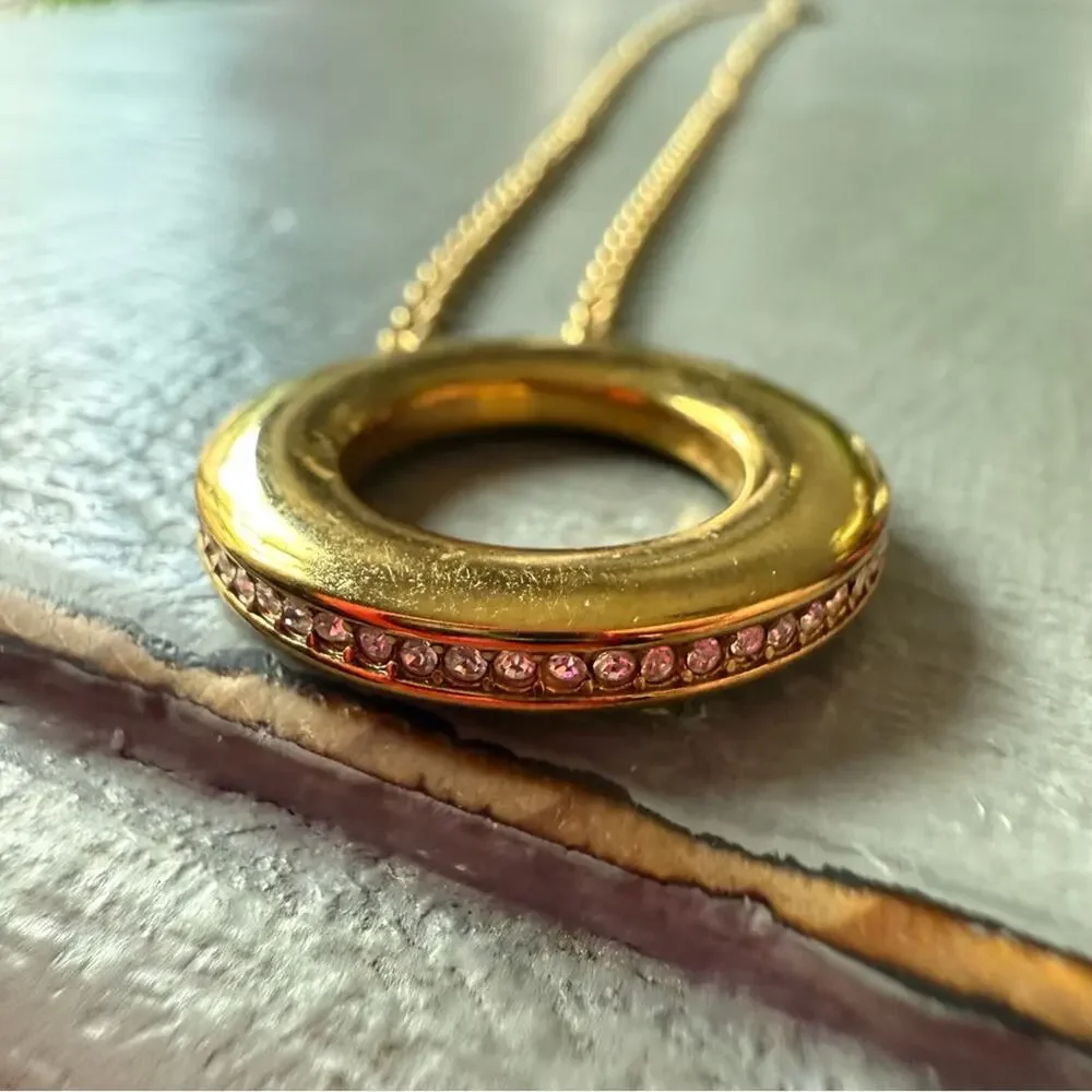 Michael Kors Gold Tone Ring Pendant Necklace